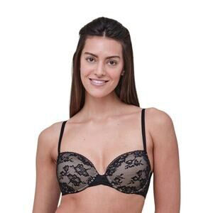 Skarlett Blue Whimsical Demi T-Shirt Tee Bra Underwire Lace Nude Black 36DDD